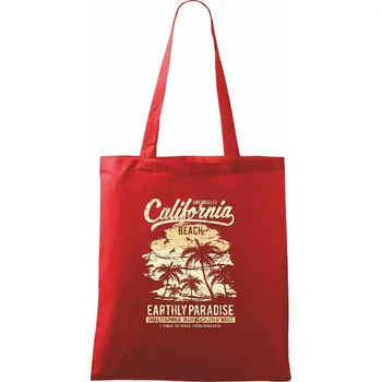 Nákupní taška California Beach - Taška bavlněná - 42 x 38 cm ( Červená )