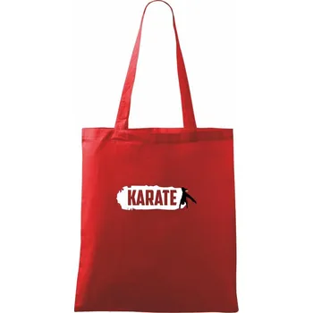Nákupní taška Karate nápis - Taška bavlněná - 42 x 38 cm ( Červená )