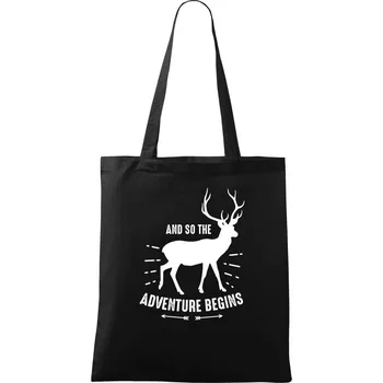 Nákupní taška Jelen adventure begins - Taška bavlněná - 42 x 38 cm ( Černá )