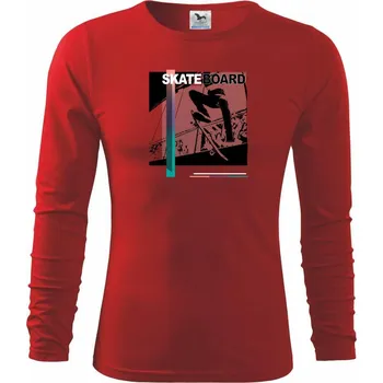 Chlapecké tričko Skateboard black photo - Triko dětské Long Sleeve - 104-110cm / 3-4 roky ( Červená )