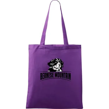 Bernese mountain - hlava a nápis - Taška bavlněná - 42 x 38 cm ( Fialová )