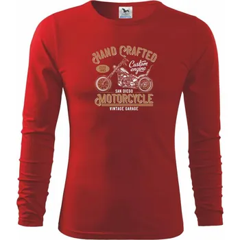 Chlapecké tričko Hand Crafted Motorcycle - Triko dětské Long Sleeve - 122 cm/6 let ( Červená )