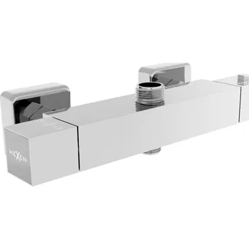 Sprchový set Sprchová nástěnná termostatická baterie MEXEN CUBE s připojením na sprchovou tyč - chromová, 77250-00