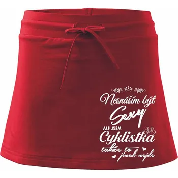 Dámská sukně Nesnáším být sexy cyklista / Nesnáším být sexy cyklistka - Sportovní sukně - two in one - S ( Červená )