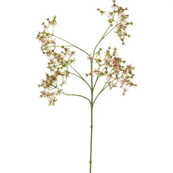 umělá květina Zelená dekorační květina s jemnými růžovými kvítky - 64cm