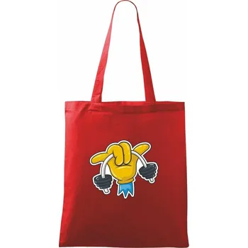 Nákupní taška Comics ruka a činka - Taška bavlněná - 42 x 38 cm ( Červená )