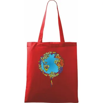 Nákupní taška Země plná lidí - Taška bavlněná - 42 x 38 cm ( Červená )
