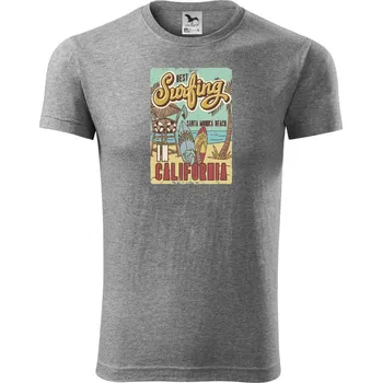 Pánské tričko Santa Monica Beach Surf - Viper FIT - Pánské zůžené tričko - S ( Tmavě šedý melír )