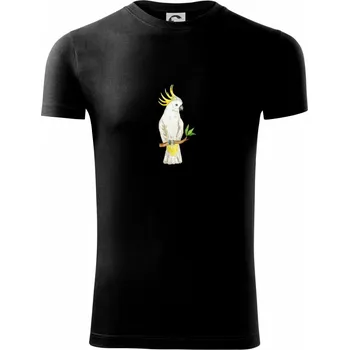 Pánské tričko Papoušek Kakadu kreslený - Viper FIT - Pánské zůžené tričko - L ( Černá )