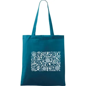 Šachy obdélník - Taška bavlněná - 42 x 38 cm ( Petrolejová )