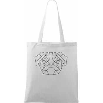 Mops - Geometrie - jednoduchý - Taška bavlněná - 42 x 38 cm ( Bílá )