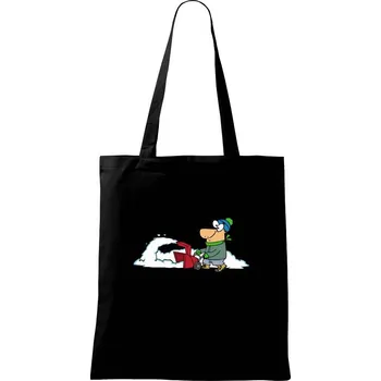 Nákupní taška Frézování sněhu kreslené - Taška bavlněná - 42 x 38 cm ( Černá )