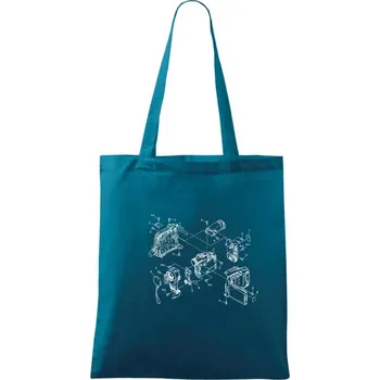 Nákres videokamera stará - Taška bavlněná - 42 x 38 cm ( Petrolejová )