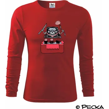 Chlapecké tričko TV vyžírač mozků (Pecka design) - Triko dětské Long Sleeve - 122 cm/6 let ( Červená )