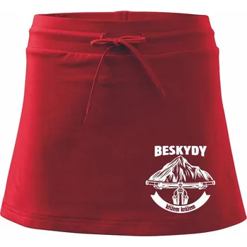 Dámská sukně Beskydy křížem krážem - Sportovní sukně - two in one - XL ( Červená )