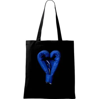 Nákupní taška Boxerské rukavice modré - Taška bavlněná - 42 x 38 cm ( Černá )