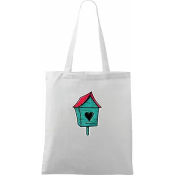 Nákupní taška Barevná budka pro ptáky - Taška bavlněná - 42 x 38 cm ( Bílá )