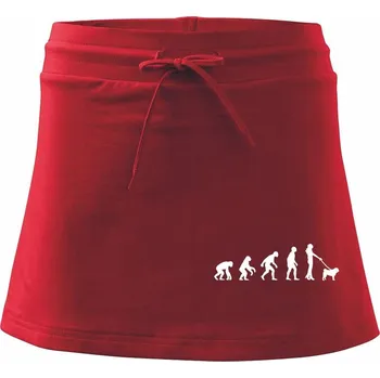 Dámská sukně Evoluce pes Mops (muž-žena) - Sportovní sukně - two in one - M ( Červená )