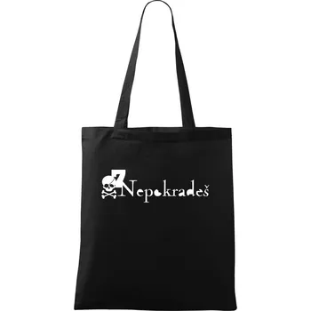 Nákupní taška Desatero přikázání - 7. Nepokradeš - Taška bavlněná - 42 x 38 cm ( Černá )