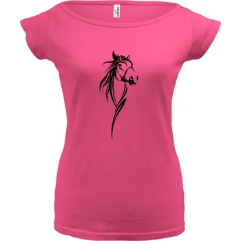 Dámské tričko KŮŇ 2 (růžové, černý potisk) dámské velikost M (Dámské tričko s potiskem)