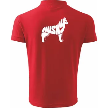 Pánská košile Husky - text v těle - Polokošile pánská Pique Polo 203 - M ( Červená )