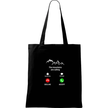 Nákupní taška The mountains are calling - telefon - Taška bavlněná - 42 x 38 cm ( Černá )