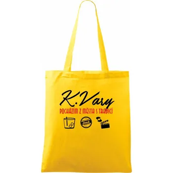 Nákupní taška Karlovy Vary město s tradicí - Taška bavlněná - 42 x 38 cm ( Žlutá )