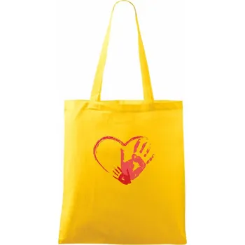 Ručičky v srdci - Taška bavlněná - 42 x 38 cm ( Žlutá )