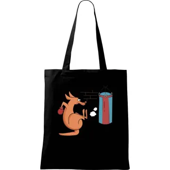 Nákupní taška Boxující klokan - Taška bavlněná - 42 x 38 cm ( Černá )