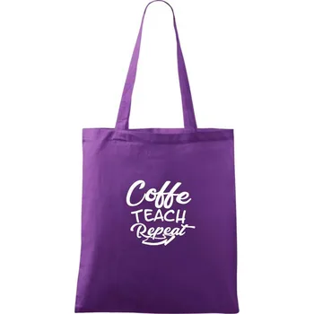 Coffe teach repeat - Taška bavlněná - 42 x 38 cm ( Fialová )