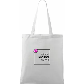 Mladá, krásná, naivní ve čtverci - Taška bavlněná - 42 x 38 cm ( Bílá )