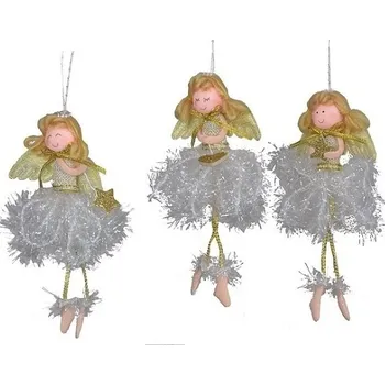 Vánoční dekorace Látkový anděl zlatý, 18 cm (112263 015 DEBN0886 anděl mix)