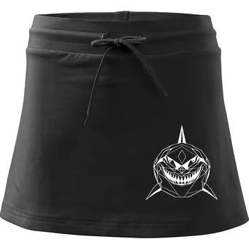 Dámská sukně Geometrie - žralok tvář - Sportovní sukně - two in one - S ( Černá )