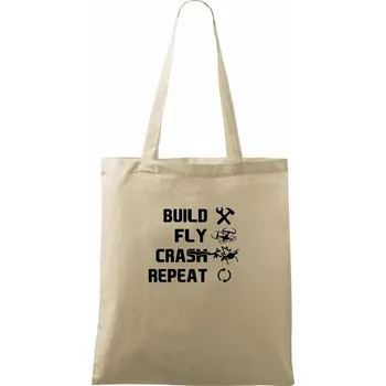 Dron Build fly crash repeat - Taška bavlněná - 42 x 38 cm ( Naturální )