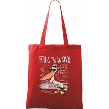Nákupní taška Ride the wave pelikán - Taška bavlněná - 42 x 38 cm ( Červená )