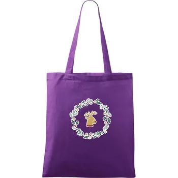 Vánoční věnec se sobem - Taška bavlněná - 42 x 38 cm ( Fialová )