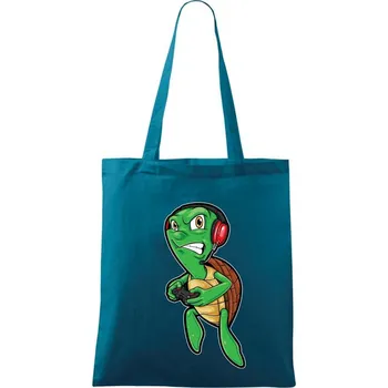 Želva pařmen - Taška bavlněná - 42 x 38 cm ( Petrolejová )