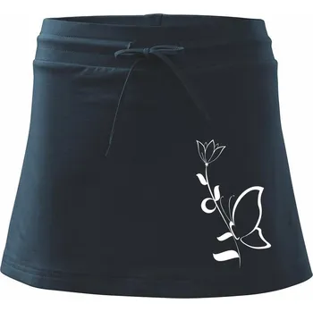 Dámská sukně Motýl na kytce - Sportovní sukně - two in one - XS ( Námořní modrá (velmi tmavá - téměř černá) )