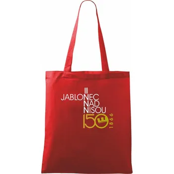 Nákupní taška Jablonec nad Nisou 150 let - Oslavuji svoje město - Taška bavlněná - 42 x 38 cm ( Červená )
