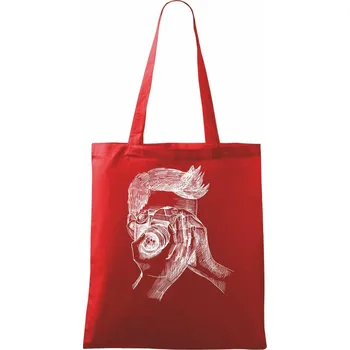 Nákupní taška Fotograf kreslený - Taška bavlněná - 42 x 38 cm ( Červená )