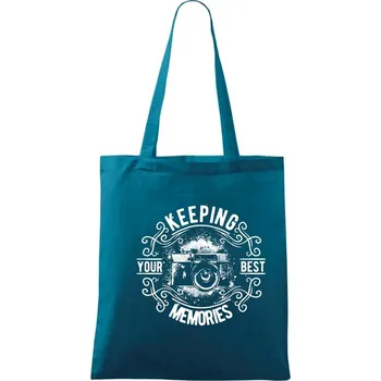 Nákupní taška Keeping your Best Memories - Taška bavlněná - 42 x 38 cm ( Petrolejová )