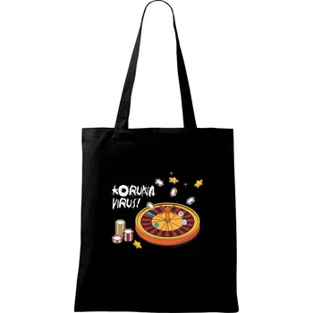 Nákupní taška Koruna virus - ruleta - Taška bavlněná - 42 x 38 cm ( Černá )