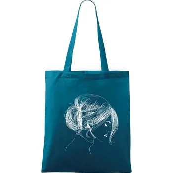 Ručně malovaná žena - Taška bavlněná - 42 x 38 cm ( Petrolejová )