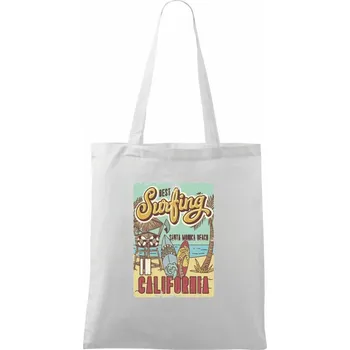 Santa Monica Beach Surf - Taška bavlněná - 42 x 38 cm ( Bílá )