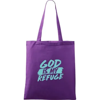 Nákupní taška GOD IS MY REFUGE - Taška bavlněná - 42 x 38 cm ( Fialová )