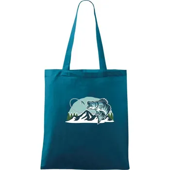 Ryba v horách - Taška bavlněná - 42 x 38 cm ( Petrolejová )