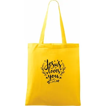 Jesus loves you - Taška bavlněná - 42 x 38 cm ( Žlutá )