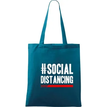 Social distancing - Taška bavlněná - 42 x 38 cm ( Petrolejová )