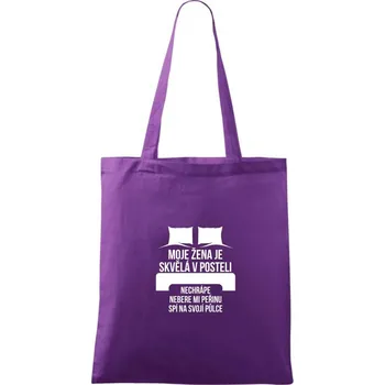 Moje žena je skvělá v posteli - Taška bavlněná - 42 x 38 cm ( Fialová )