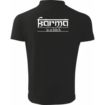 Pánská košile Karma Indický nápis - Polokošile pánská Pique Polo 203 - S ( Černá )